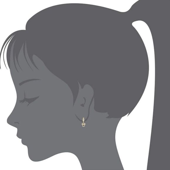 14K Yellow Gold and Diamond Cubic Zirconia Minnie Mouse Hoop Huggie Earrings - Picture 3 of 6